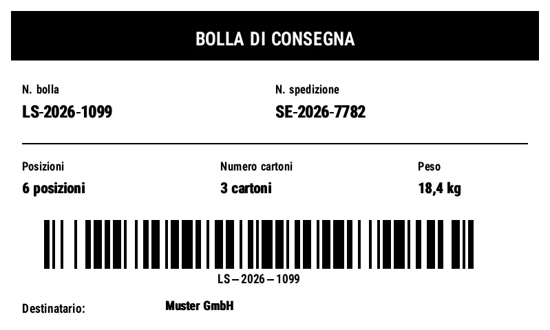 Anteprima di Etichetta esterna con bolla di consegna (packing slip)