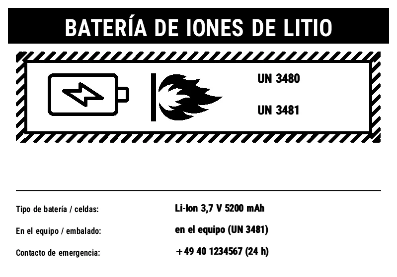 Vista previa de Marcado de baterías de litio (UN 3480/3481)