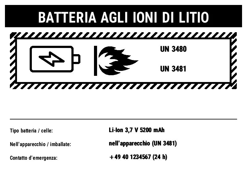 Anteprima di Marcatura batterie al litio (UN 3480/3481)