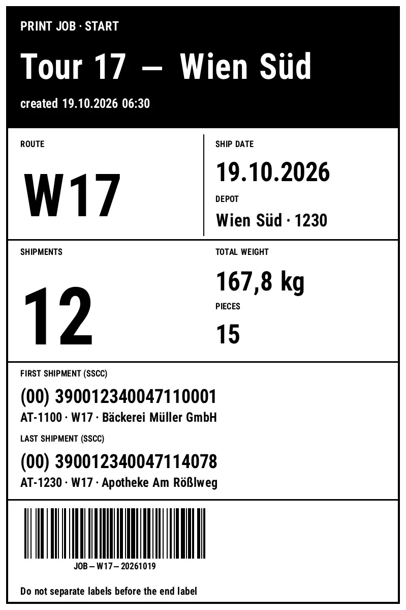 Preview of Logistics: Print Job Start Label
