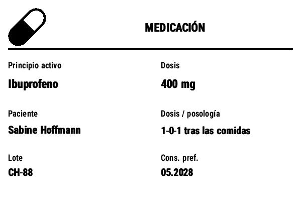 Vista previa de Etiqueta de medicación/farmacia