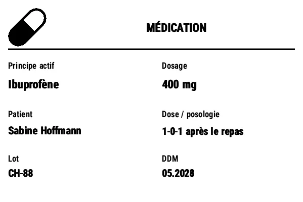 Aperçu de Étiquette de médication / pharmacie