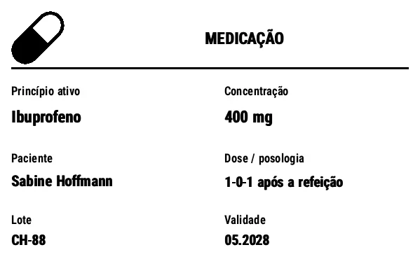 Prévia de Etiqueta de medicação/farmácia