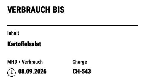 Vorschau von MHD-/Verbrauch-Küchenetikett
