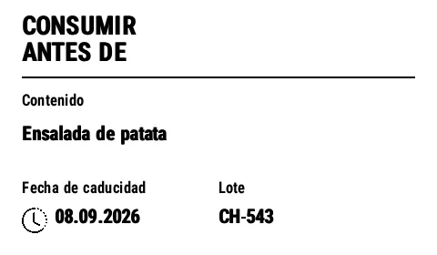 Vista previa de Etiqueta de cocina con fecha de consumo