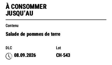 Aperçu de Étiquette de cuisine DDM / consommation