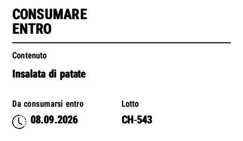 Anteprima di Etichetta cucina TMC/scadenza