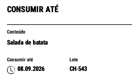 Prévia de Etiqueta de validade para cozinha