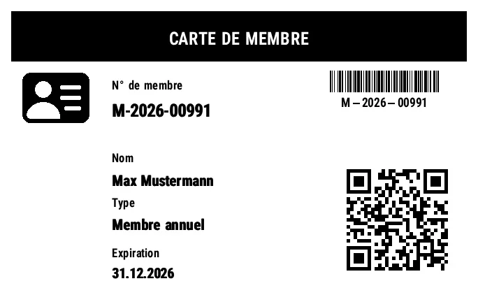 Aperçu de Carte de membre