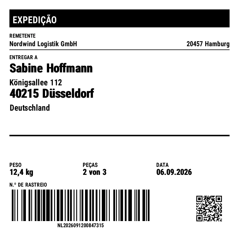 Prévia de Etiqueta de caixa