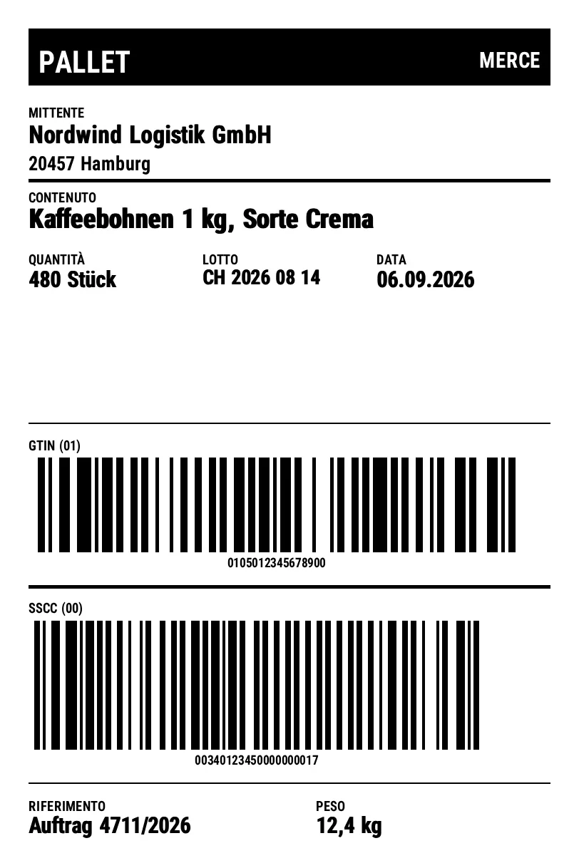 Anteprima di Etichetta pallet