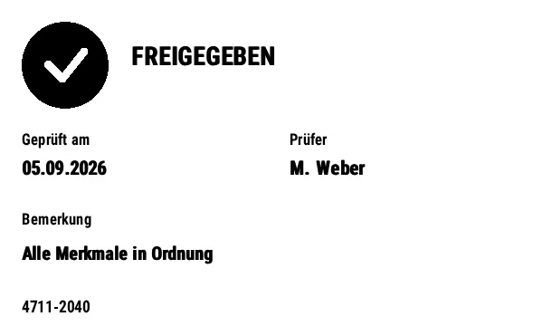 Vorschau von Qualitätsstatus-Etikett