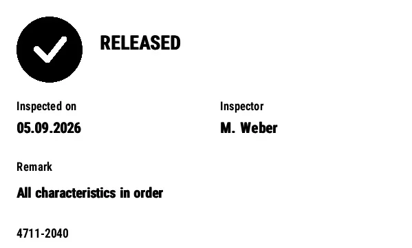 Preview of Quality Status Label