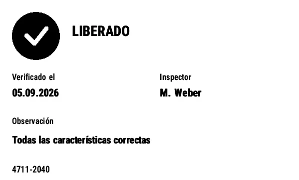 Vista previa de Etiqueta de estado de calidad