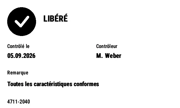 Aperçu de Étiquette de statut qualité