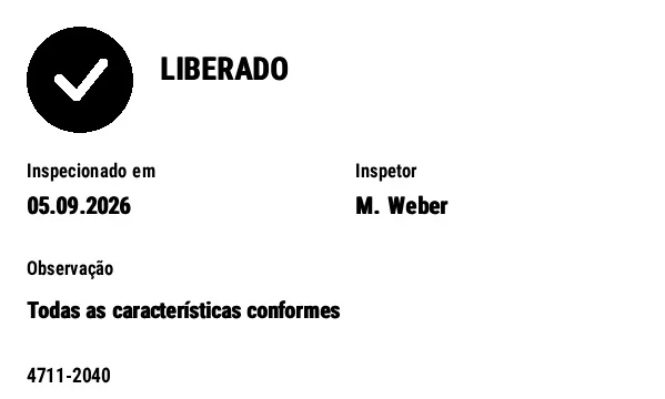 Prévia de Etiqueta de status de qualidade
