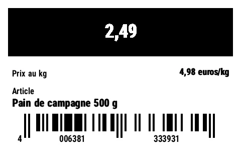 Aperçu de Étiquette de rayon / prix au sol