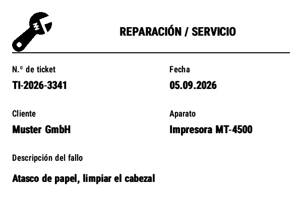 Vista previa de Orden de reparación/servicio