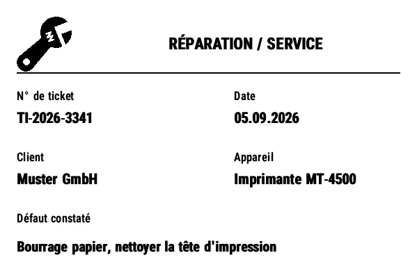 Aperçu de Ordre de réparation / service