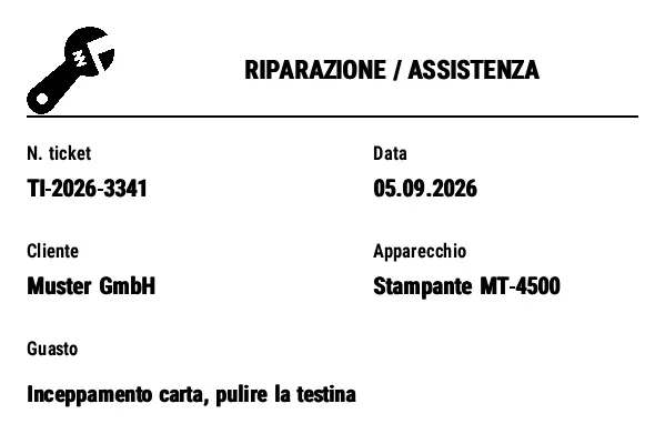 Anteprima di Ordine di riparazione/assistenza