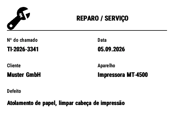 Prévia de Ordem de reparo/serviço