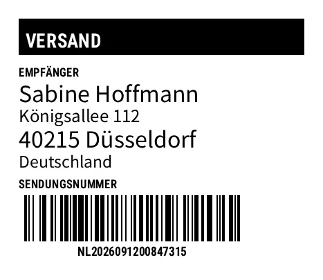 Vorschau von Versandetikett mit eigener Schrift