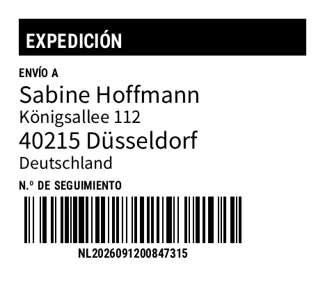 Vista previa de Envío con fuente personalizada