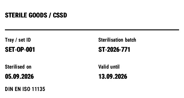 Preview of Sterile Goods / Instrument Label (CSSD)