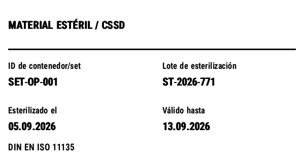 Vista previa de Etiqueta de material estéril/instrumental (CSSD)