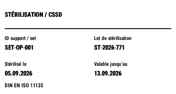 Aperçu de Étiquette de stérilisation / instruments (CSSD)