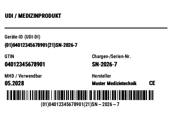 Vorschau von UDI-/HIBC-Gerätelabel (Medizinprodukt)