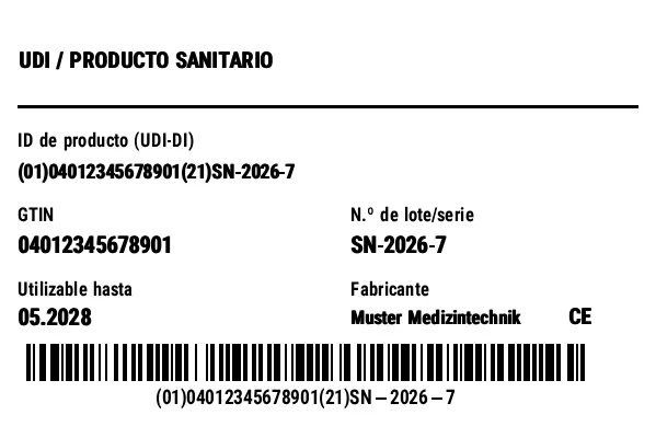 Vista previa de Etiqueta UDI/HIBC (producto sanitario)