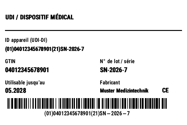Aperçu de Étiquette UDI / HIBC (dispositif médical)
