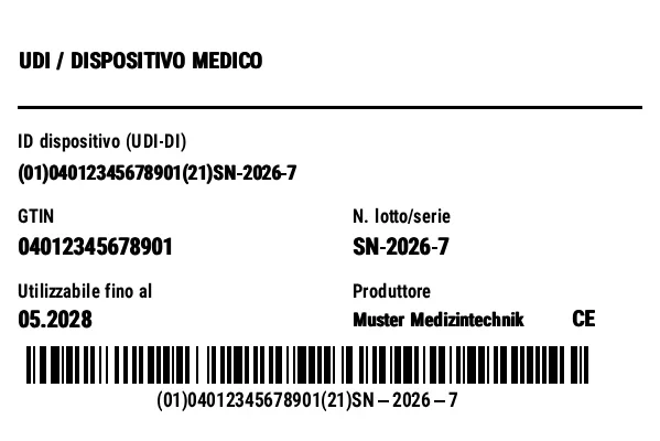 Anteprima di Etichetta UDI/HIBC (dispositivo medico)