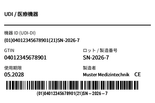 プレビュー: UDI・HIBC 機器ラベル (医療機器)