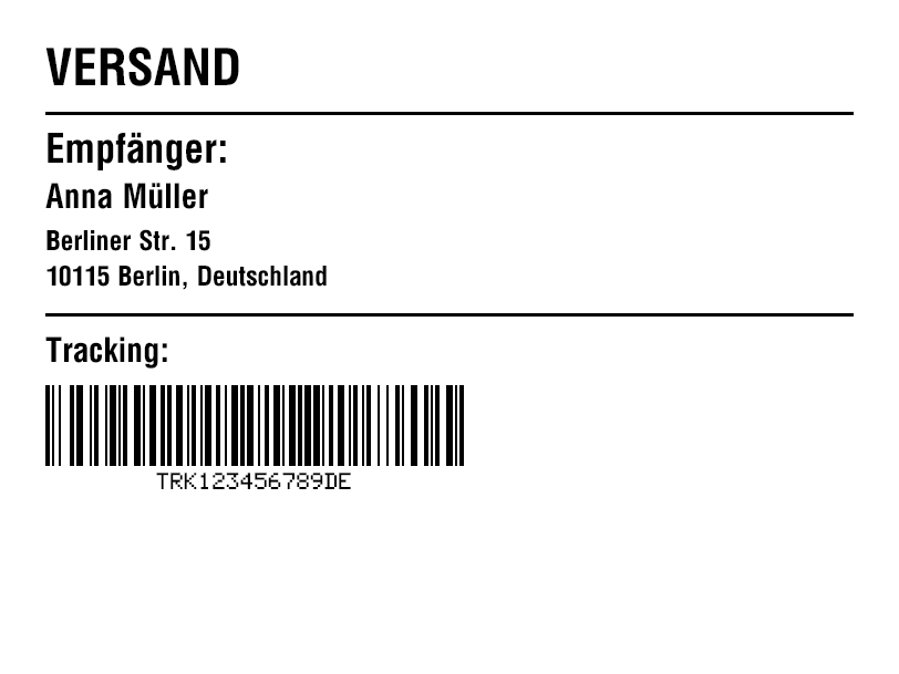 Preview of Shipping label