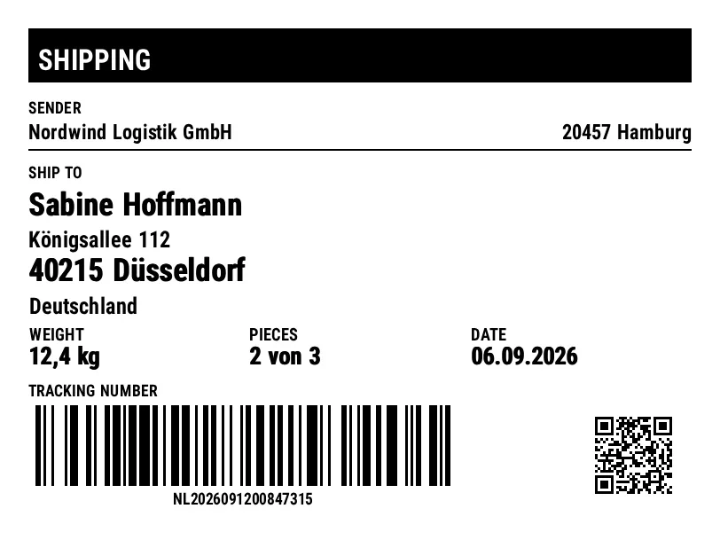 Preview of Shipping label