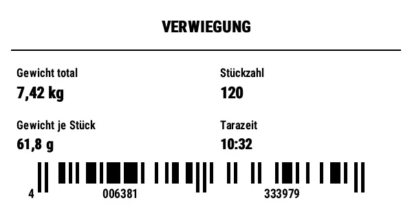 Vorschau von Waagen-/Verwiegungs-Etikett