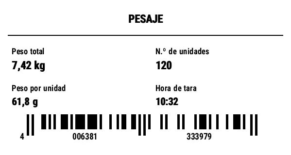 Vista previa de Etiqueta de pesaje