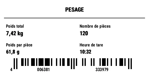 Aperçu de Étiquette de pesage