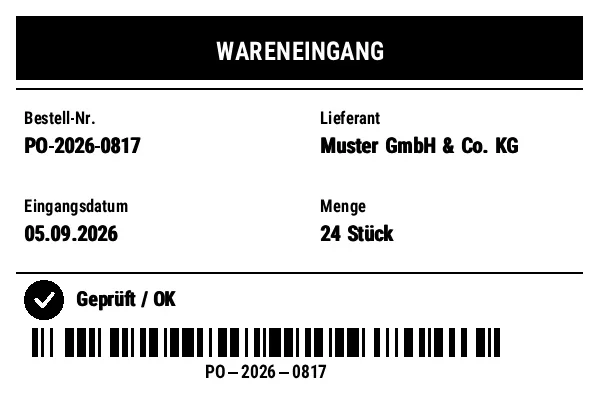 Vorschau von Wareneingangs-Etikett