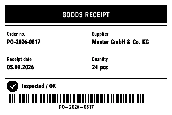 Preview of Goods Receipt Label