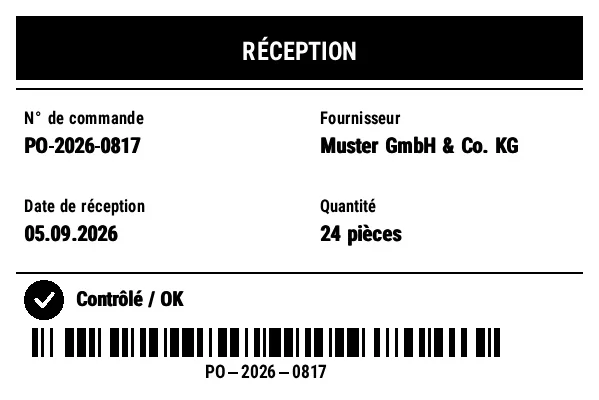 Aperçu de Étiquette de réception de marchandises