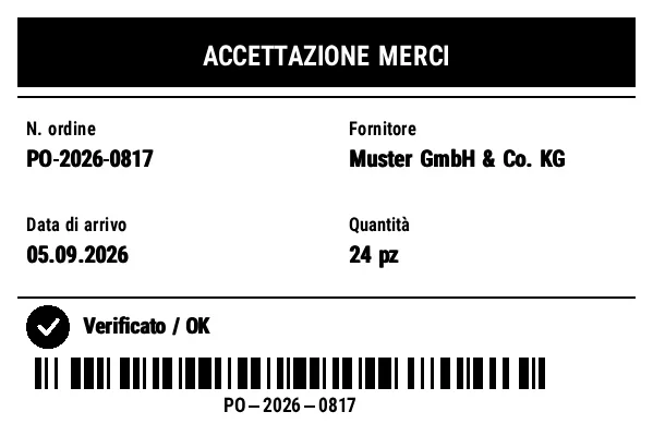 Anteprima di Etichetta di accettazione merci