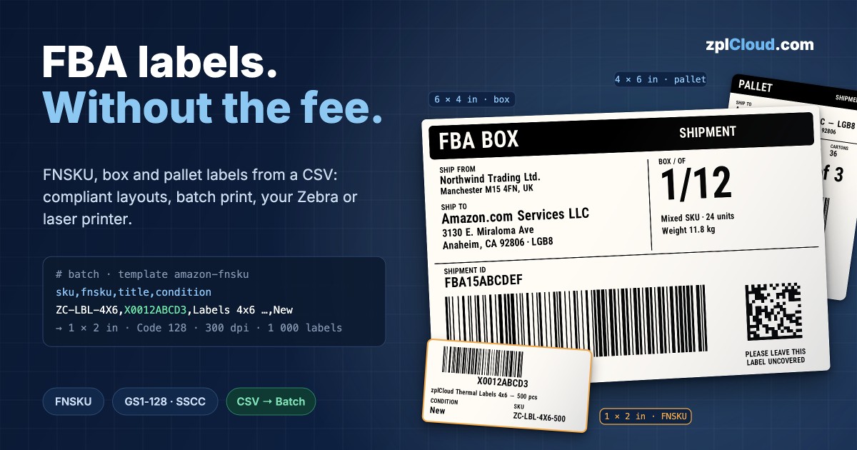 FBA Labels Without Amazon's Label Service: FNSKU, Box and Pallet Labels from a CSV